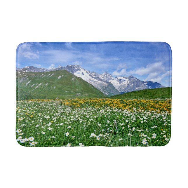 Mountains | Swiss Alps Valley Spring Bath Mat (Front)