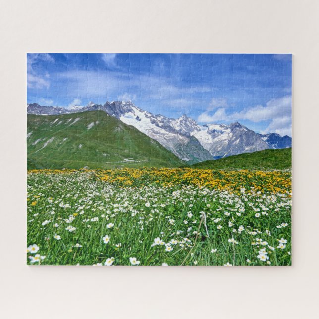 Mountains | Swiss Alps Valley Spring Jigsaw Puzzle (Horizontal)