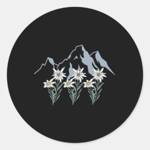 Mountains Switzerland Alps Edelweiss Basket Ale Fl Classic Round Sticker