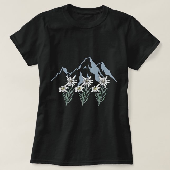 Mountains Switzerland Alps Edelweiss basket alpine T-Shirt (Design Front)