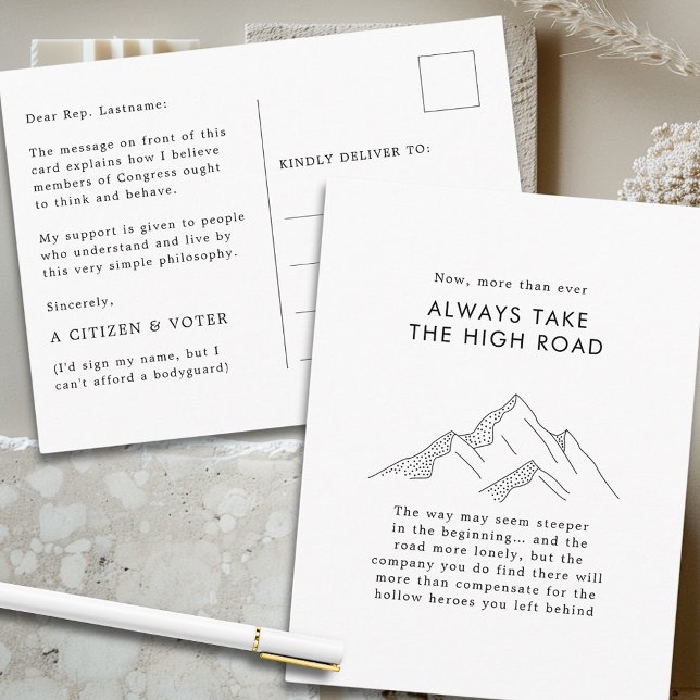 Mountains Take the High Road for Congress  Postcard (Take the High Road Abstract Mountains Postcard for Congress Revised for Safety)