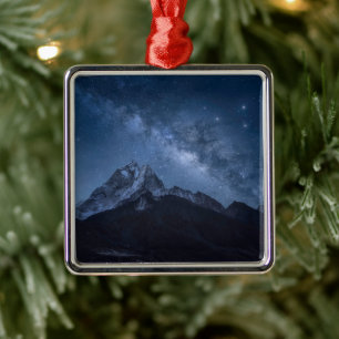 Mountains   Thamserku Mountain, Nepal Metal Tree Decoration