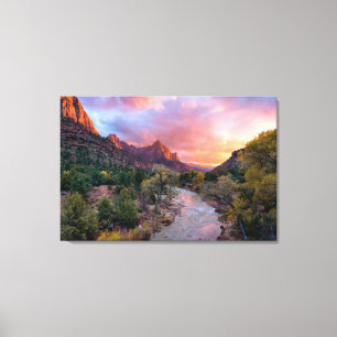 Mountains The Watchman Zion Nathional Park Utah Canvas Print