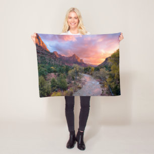Mountains   The Watchman Zion Nathional Park Utah Fleece Blanket