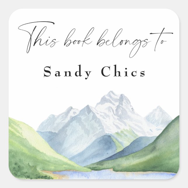 Mountains - this book belongs to square sticker (Front)