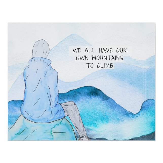 Mountains To Climb Watercolor Art Print (Front)