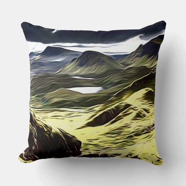 Mountains View Throw Pillow (Front)