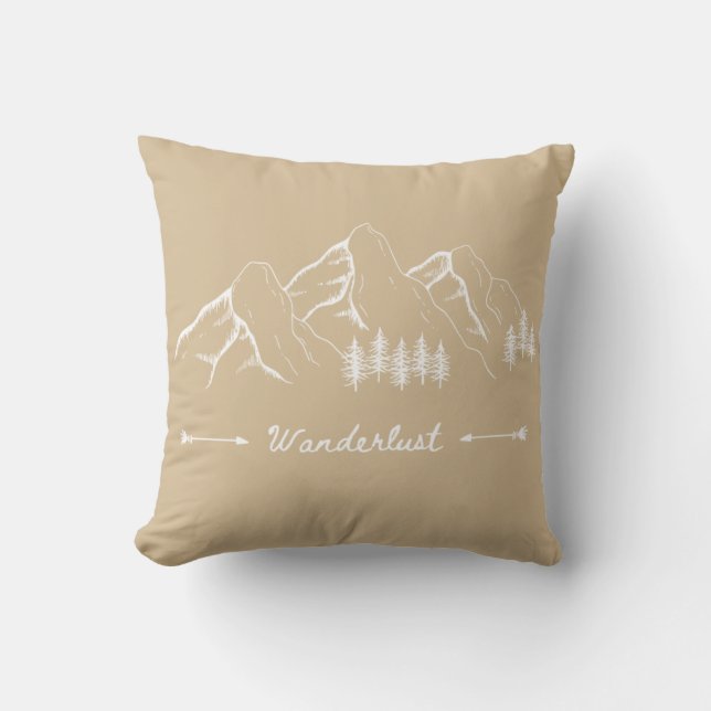Mountains Wanderlust Illustration Cushion (Front)