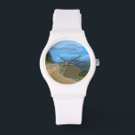 MOUNTAINS WATCH<br><div class="desc">A bright,  colourful abstract design of a mountain view,  with blue sky,  rock and trees.</div>