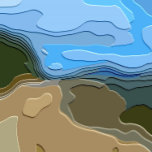 MOUNTAINS WATCH<br><div class="desc">A bright,  colourful abstract design of a mountain view,  with blue sky,  rock and trees.</div>