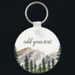 Mountains Watercolor Forest Personalised Key Ring<br><div class="desc">Watercolor rustic forest mountains personalised keychain.</div>