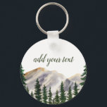 Mountains Watercolor Forest Personalised Key Ring<br><div class="desc">Watercolor rustic forest mountains personalised keychain.</div>