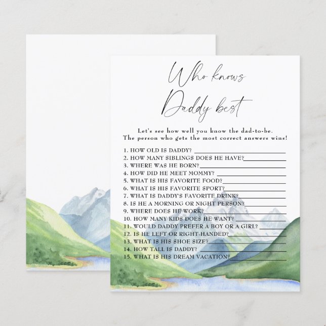 Mountains - Who knows daddy best game (Front/Back)