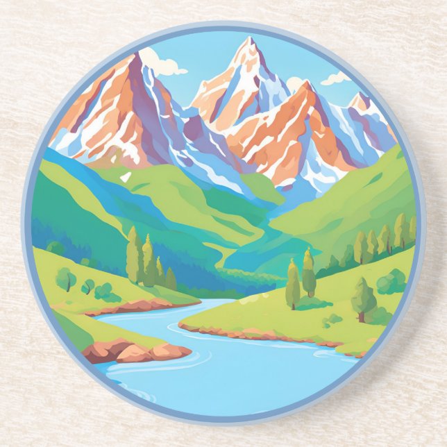 Mountains with Stream  Coaster (Front)