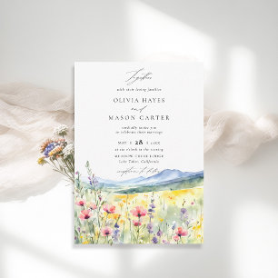 Mountains Woods Rustic Meadow Wildflowers Wedding Invitation