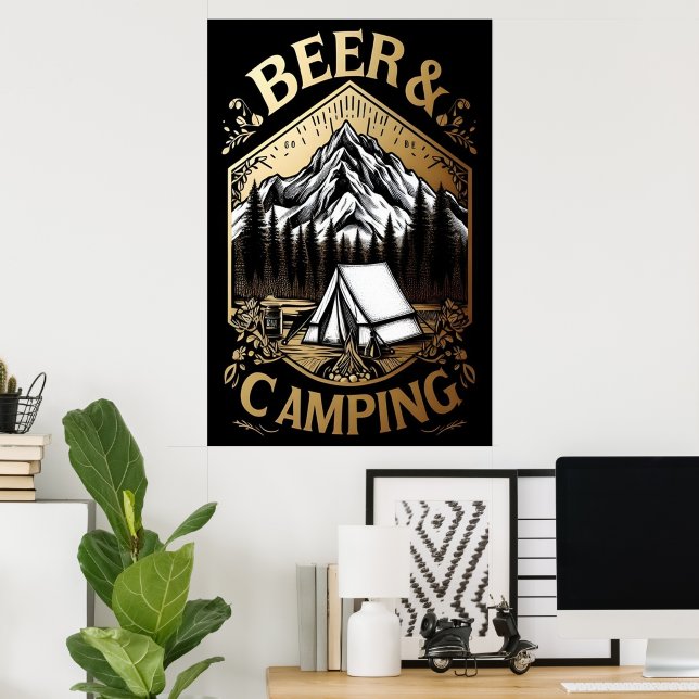 Mountainside Beer And Camping Poster (Home Office)