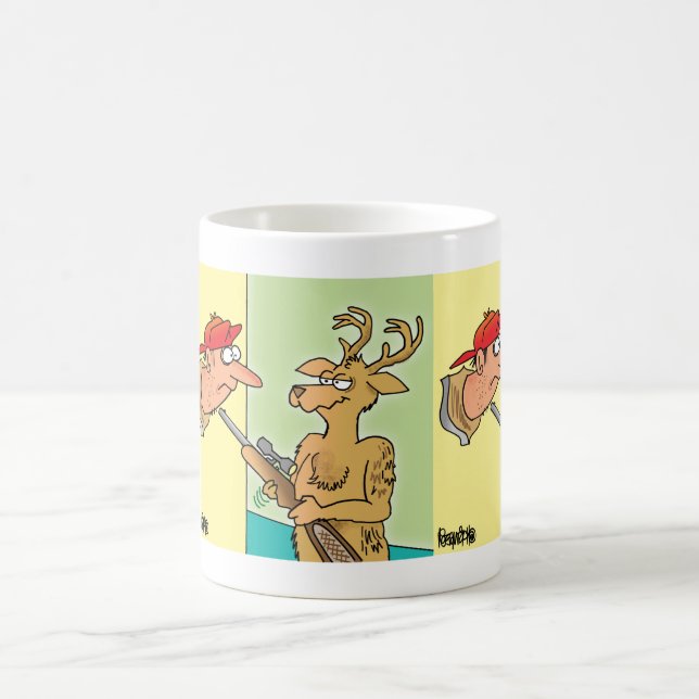 Mounted Deer Hunter Head cartoon coffee mug (Center)