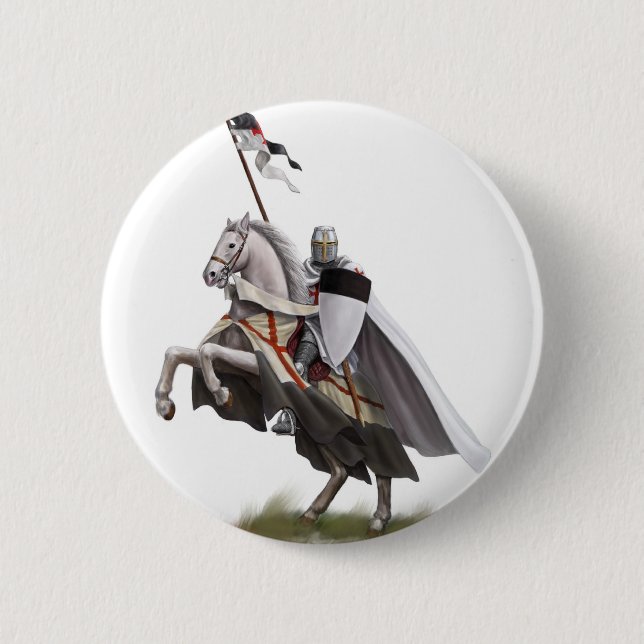 Mounted Knight Templar 6 Cm Round Badge (Front)