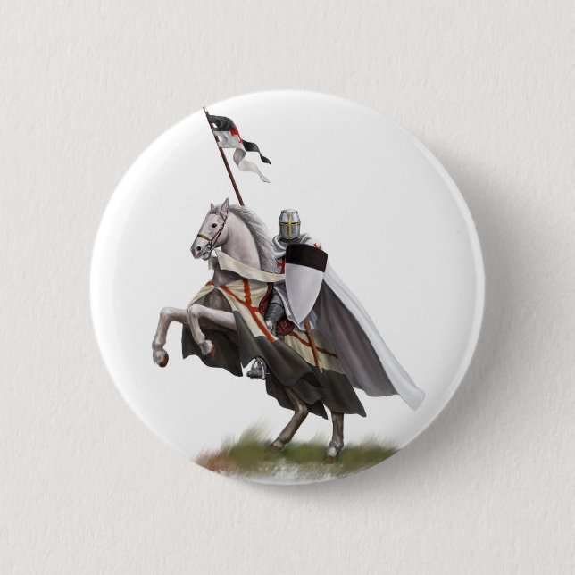 Mounted Knight Templar 6 Cm Round Badge (Front)