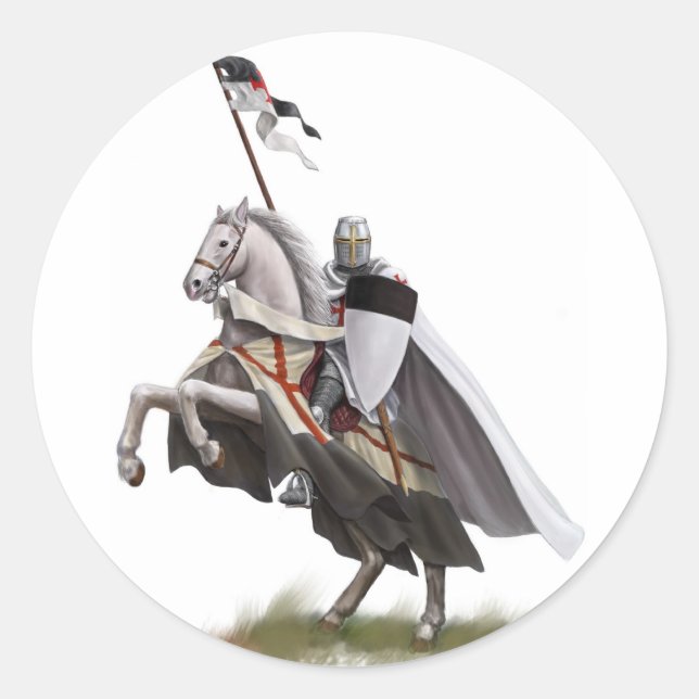 Mounted Knight Templar Classic Round Sticker (Front)