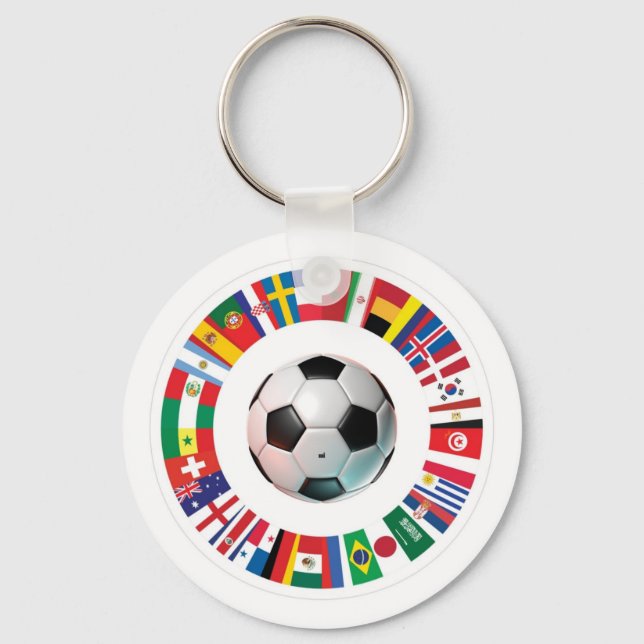 Mounted on a colourful, World Cup-themed keychain (Front)
