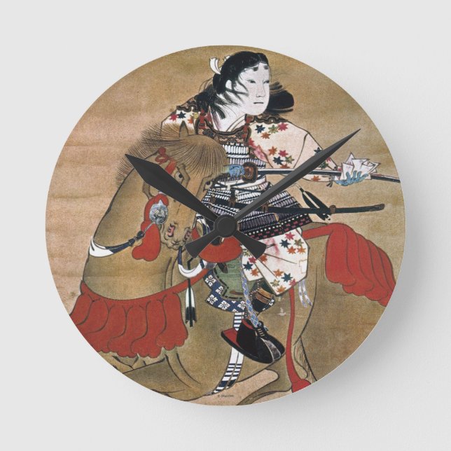 Mounted Samurai Round Clock (Front)