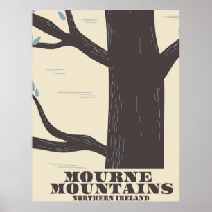 mourne mountains northern ireland travel poster
