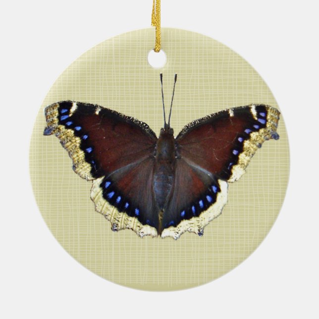 Mourning Cloak Butterfly - Nymphalis antiopa Ceramic Tree Decoration (Back)