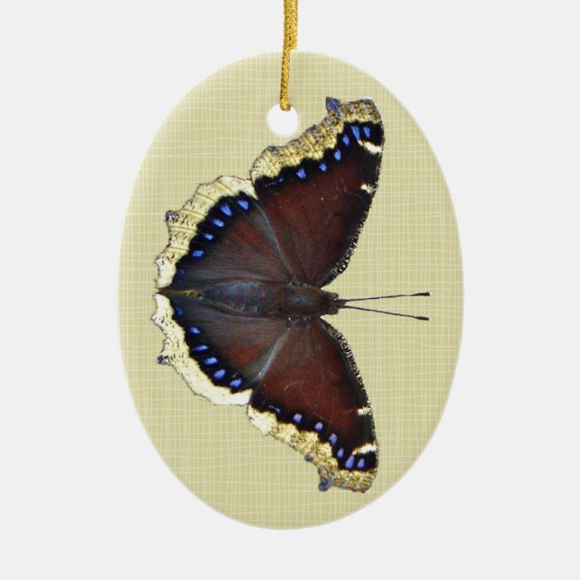 Mourning Cloak Butterfly - Nymphalis antiopa Ceramic Tree Decoration (Front)