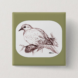 Mourning Dove Baby 15 Cm Square Badge