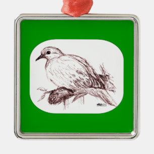 Mourning Dove Baby Metal Tree Decoration