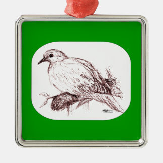 Mourning Dove Baby Metal Tree Decoration
