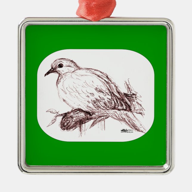 Mourning Dove Baby Metal Tree Decoration (Front)