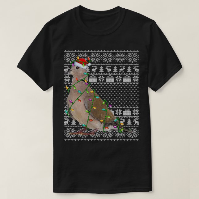 Mourning Dove Bird Lover Santa Ugly Mourning Dove  T-Shirt (Design Front)