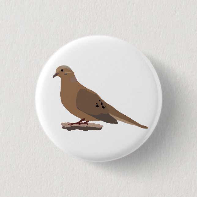 Mourning, Love or Turtle Dove Digitally Drawn Bird 3 Cm Round Badge (Front)