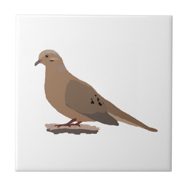 Mourning, Love or Turtle Dove Digitally Drawn Bird Tile (Front)