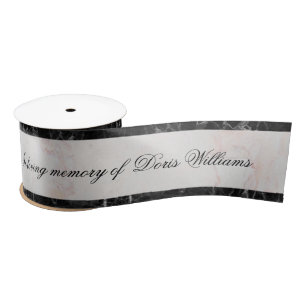 Mourning White Marble Black Marble Elegant Script  Satin Ribbon