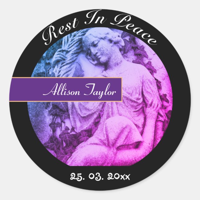 Mourning with Angel / Memorial or Funeral Sticker (Front)