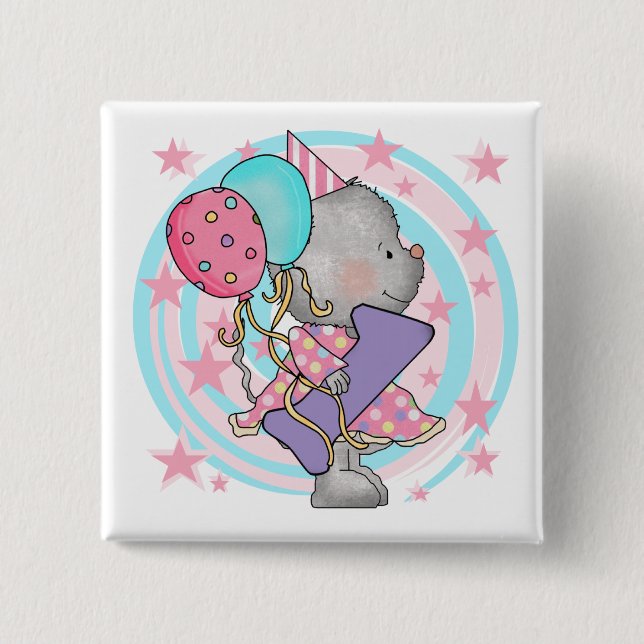 Mouse 1st Birthday T-shirts and Gifts 15 Cm Square Badge (Front)