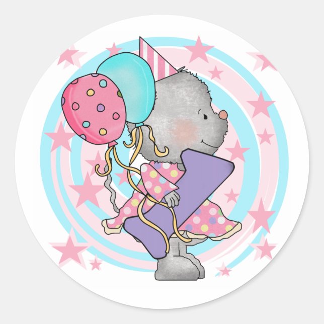 Mouse 1st Birthday T-shirts and Gifts Classic Round Sticker (Front)