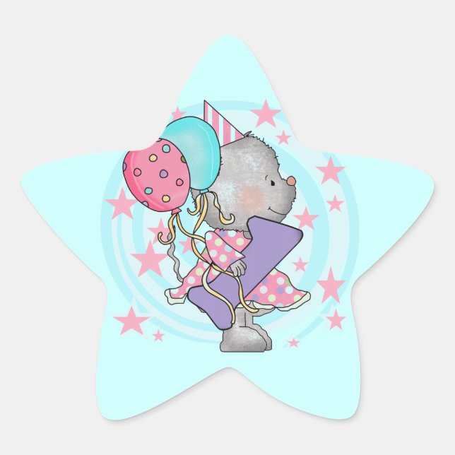 Mouse 1st Birthday T-shirts and Gifts Star Sticker (Front)
