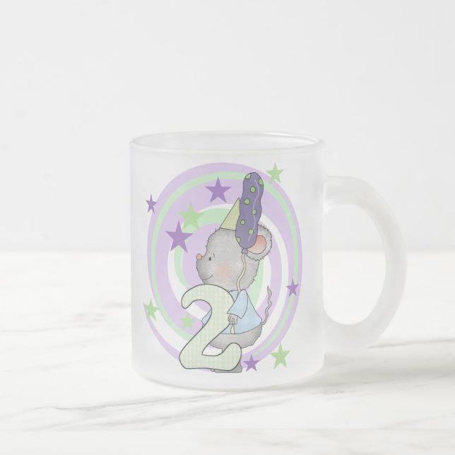 Mouse 2nd Birthday T shirts and Gifts Frosted Glass Coffee Mug (Right)