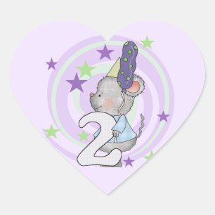 Mouse 2nd Birthday T shirts and Gifts Heart Sticker