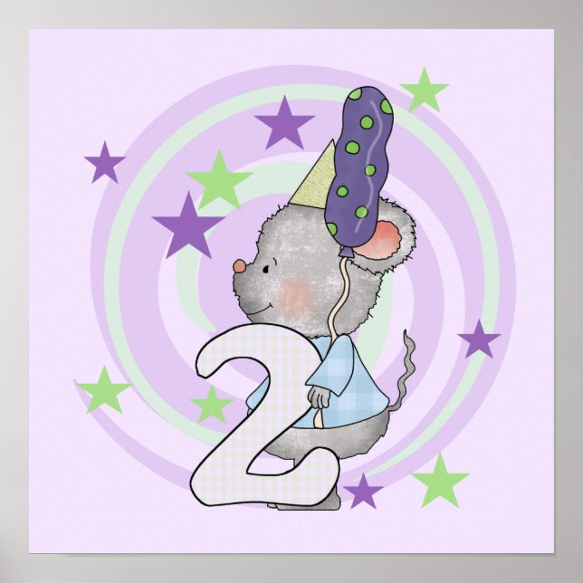 Mouse 2nd Birthday T shirts and Gifts Poster (Front)