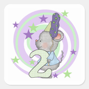 Mouse 2nd Birthday T shirts and Gifts Square Sticker