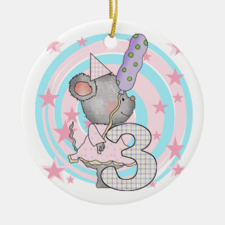 Mouse 3rd Birthday T-shirts and Gifts Ceramic Tree Decoration