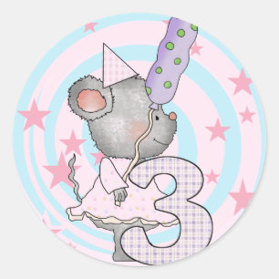 Mouse 3rd Birthday T-shirts and Gifts Classic Round Sticker