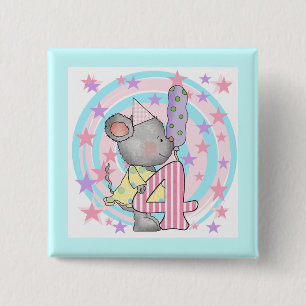 Mouse 4th birthday T-shirts and Gifts 15 Cm Square Badge