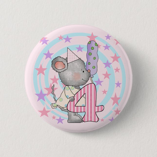 Mouse 4th birthday T-shirts and Gifts 6 Cm Round Badge (Front)