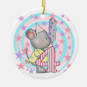 Mouse 4th birthday T-shirts and Gifts Ceramic Tree Decoration